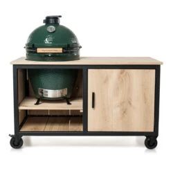 Fraaii Buitenkeukens Stalen Tafel Eiken Storage 144 X 70 X 86