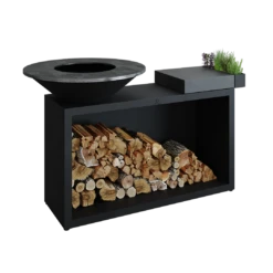 Ofyr Island Black 85 -100 Teak Hout En Donker Grijs Keramiek -Keuken BBQ Winkel ofyr island black 85 100 teak hout en donker grijs 2