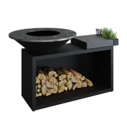 Ofyr Island Black 85 -100 Teak Hout En Donker Grijs Keramiek -Keuken BBQ Winkel ofyr island black 85 100 teak hout en donker grijs 3